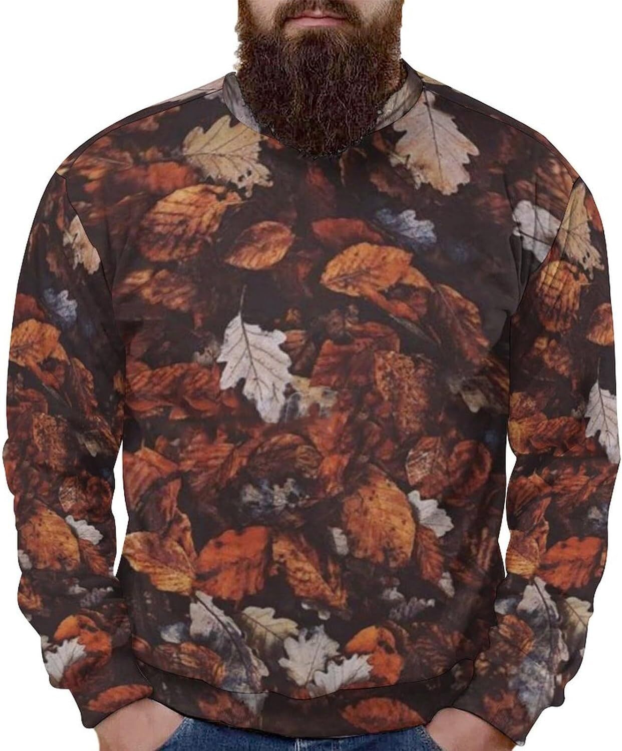 Long Sleeve Shirts for Men sweatshirt Men's Camo Sweatshirt Maple Leaf Print Novelty Camouflage Round Neck Pullover Daily Top T shirt Tee Streetw