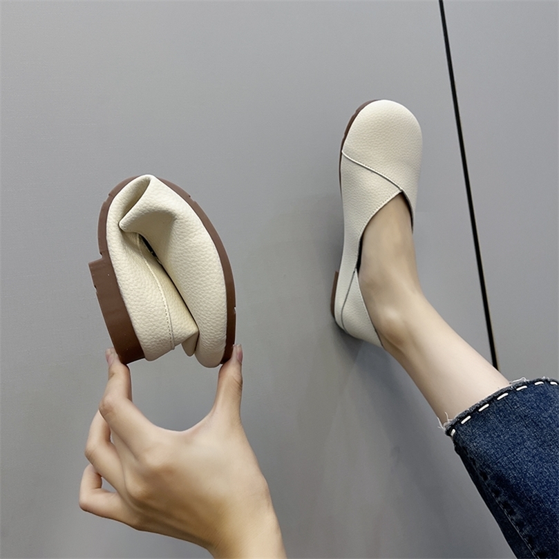 Leather Spring Autumn Handmade Flat Shoes Ballet Shoes Womens Comfortable Soft Leather Womens Flat Shoes 241008