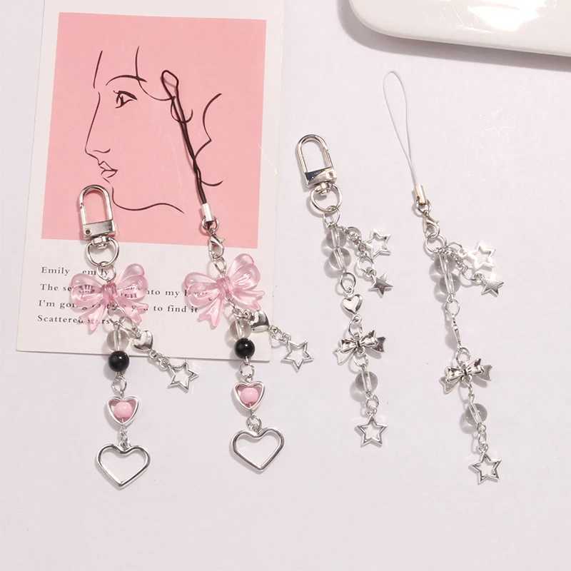 Y2K Phone Charm Bow Heart Star Keychain Pendant Kawaii Key Chain Bag Phone Chain Cute Accessory For Girls Women JewelryX241008