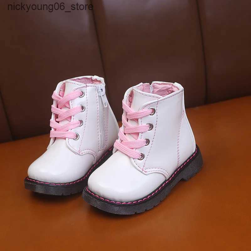 Boots New Waterproof Children Autumn Boots For Baby Girl Fashion Ankle Patent Leather Boots Kids Princess Shoe 1 2 3 4 5 6 Year L240910