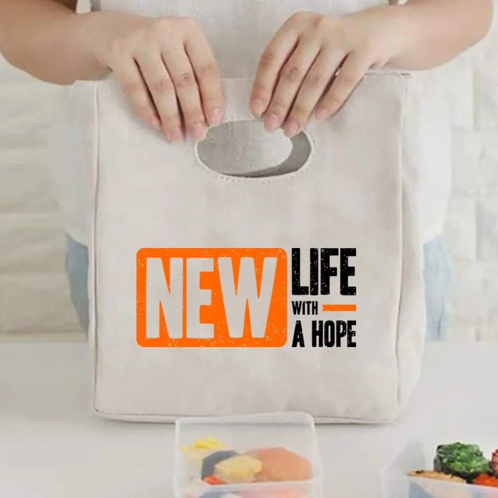 Thermal Insulated Bag Lunch Box Bags for Women Portable Fridge Tote Cooler Handbags Word Printed Food Work 240925