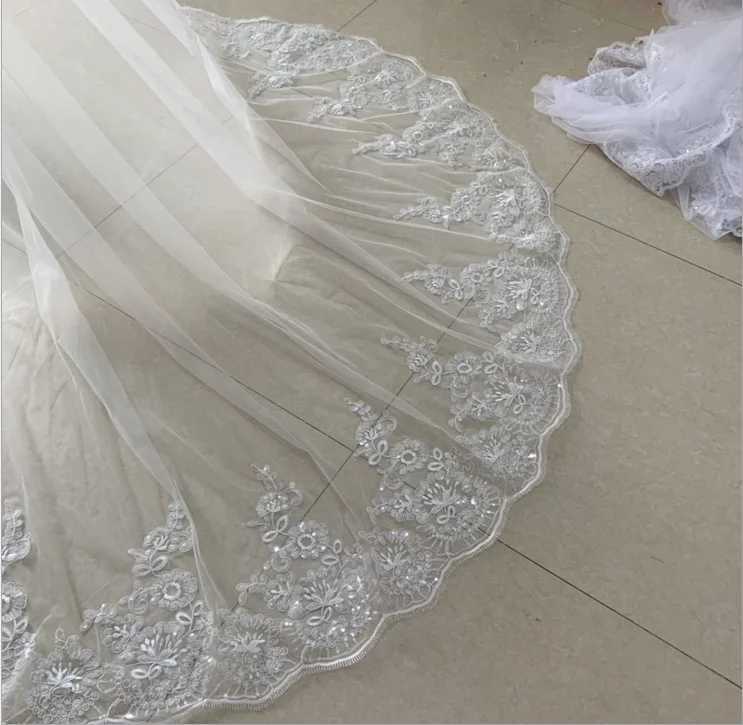 Wedding Veil White Ivory Cathedral Wedding Veil Long Lace Edge Bridal Veil with Comb Wedding Accessories Bridal Veil W241007
