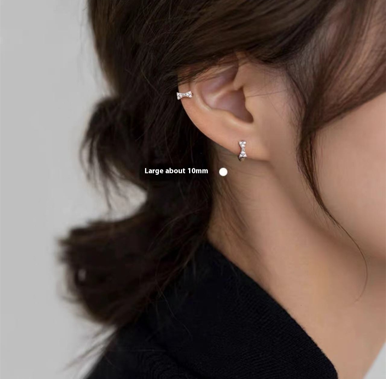 Pure sier needle bow niche high-end light earrings, women's ear buckles, earrings accessories