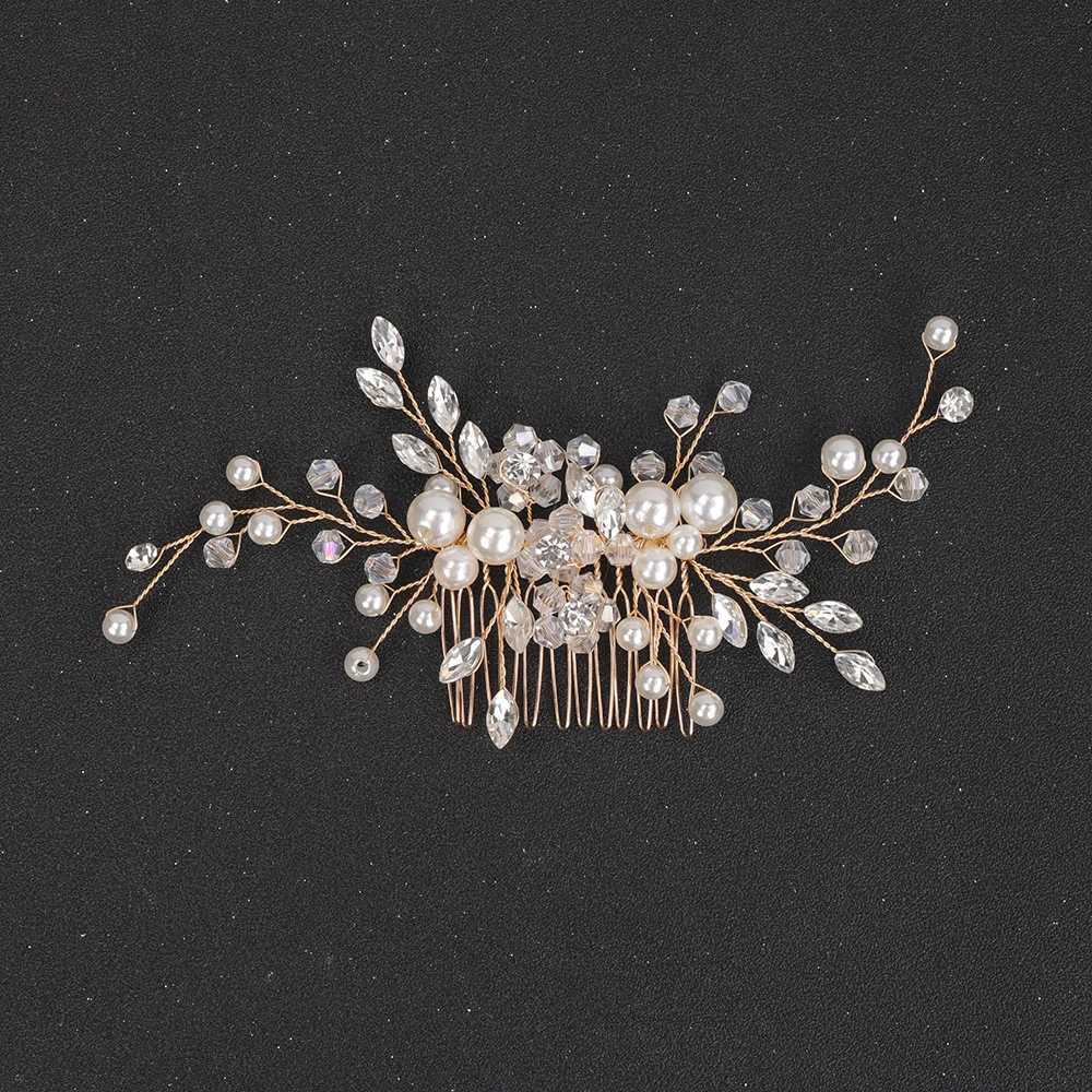Silver rose gold pearl hair comb handmade wedding headpiece suitable for womens decoration bridal hair accessories fashionable headpieces W241007