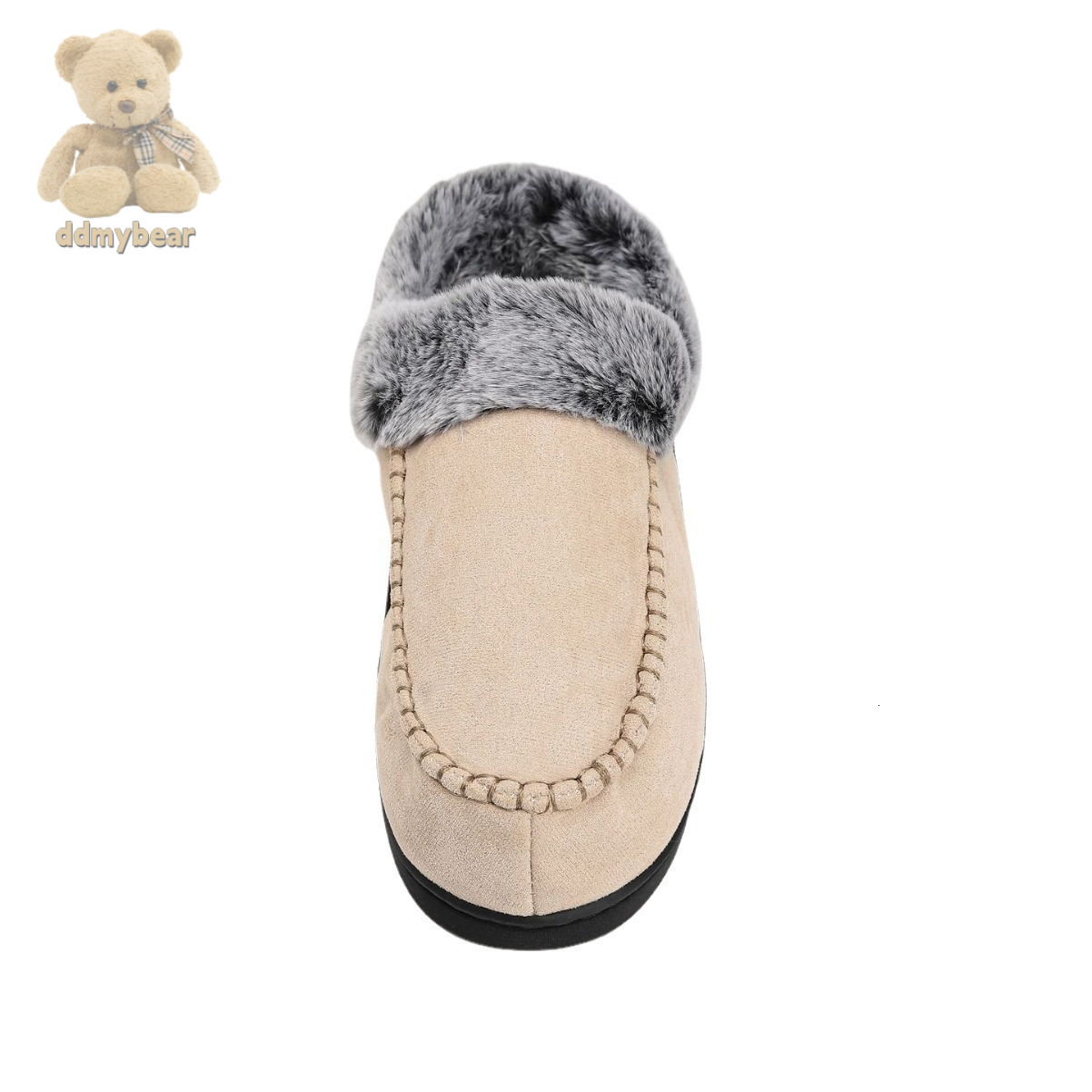 Ddmybear New Men's Fading Hairy Mouth Mark Shoes For Home Warmth And Outer Wear With Velvet Anti Slip Thick Cotton Slippers Chinese Brand Shoes F