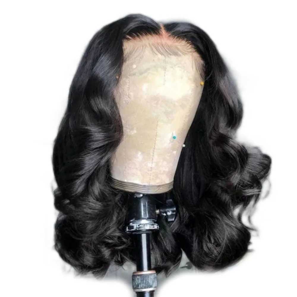 African Synthetic wig womens black wavy curly medium long hair chemical fiber matte high-temperature silk headband cover 50CMXJ241008