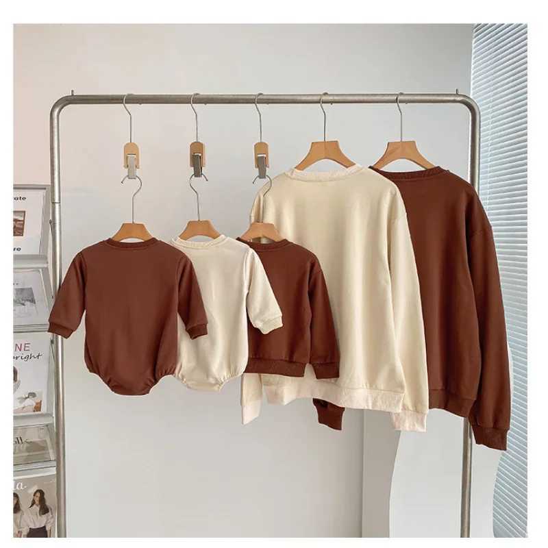 Korean Fashion Parent-child Matching Clothes for Whole Family Sweatshirts Autumn Dad Mom and Daughter Son Clothing Baby BodsyuitXJ241008