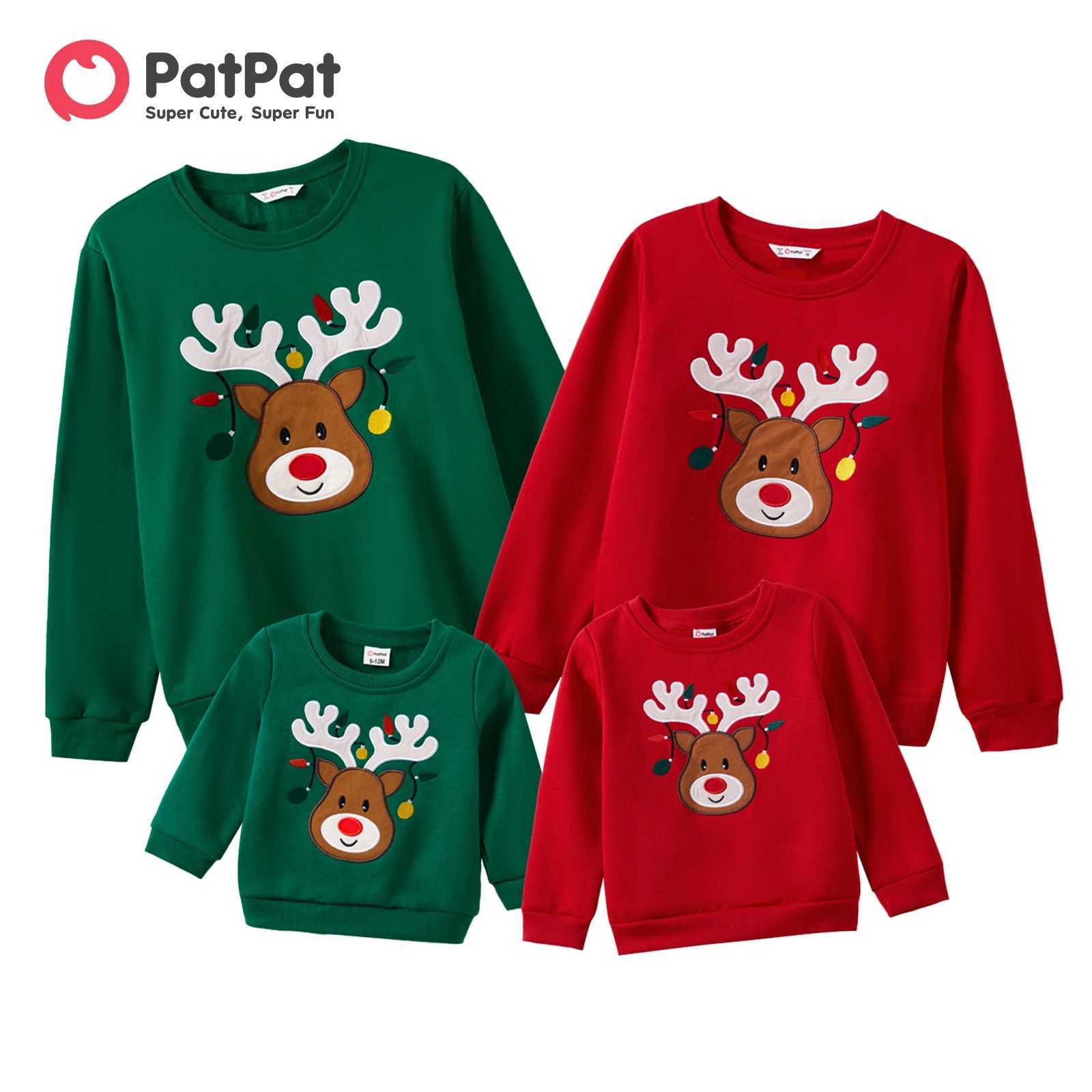 Christmas Deer Embroidered Long Sleeve Family Match Sweatshirt W241008