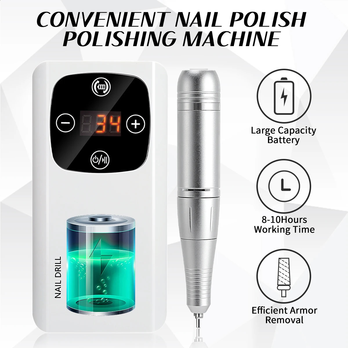 2-in-1 Portable 45000RPM Nail Drill Machine Rechargeable for Manicure Professional Nail Lathe With UV LED Lamp Nail Equipment 240927