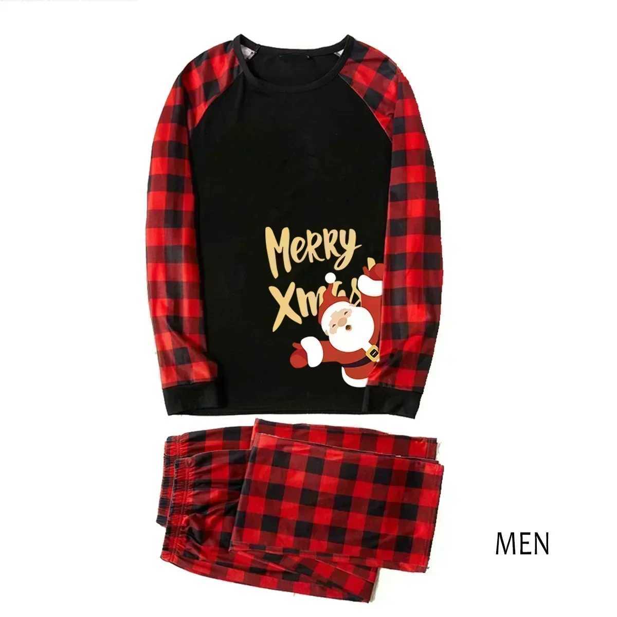 Merry Christmas 2024 Family Matching Set Santa Claus Printing Mom Dad Child Clothing Set Pajamas Baby and Dog Hoodies Christmas Pajamas W241008