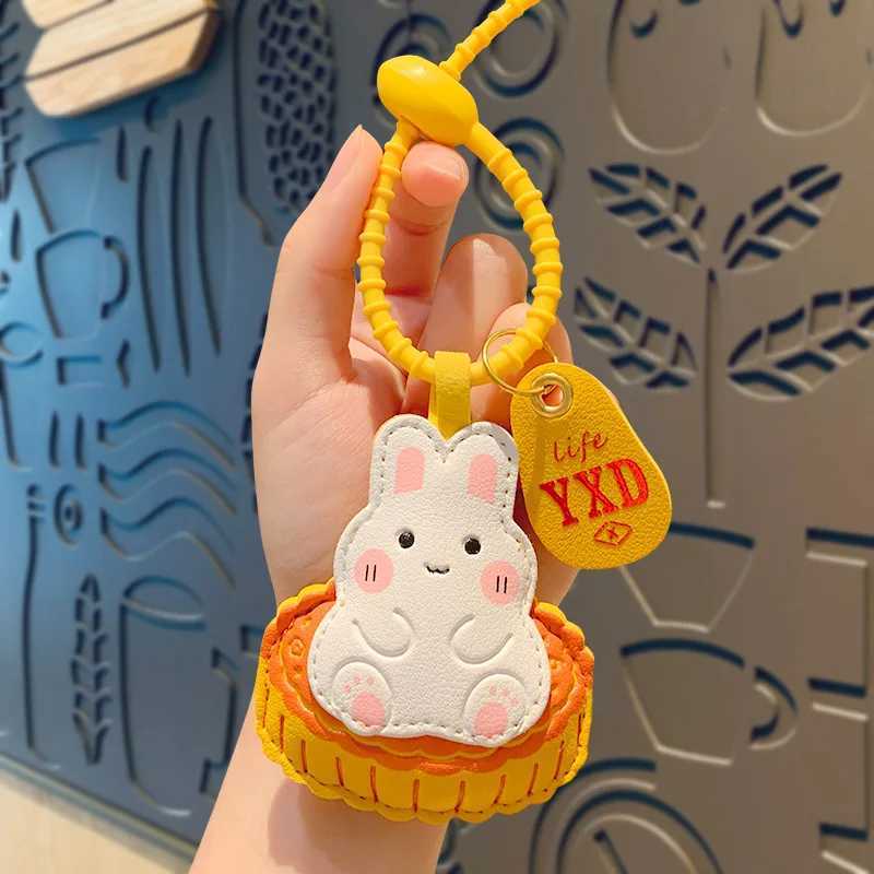 Pu Leather Simulation Rabbit Mid Autumn Festival Mooncake Keychain Chinese Style Mid Autumn Festival Mooncake Bag PendantX241008