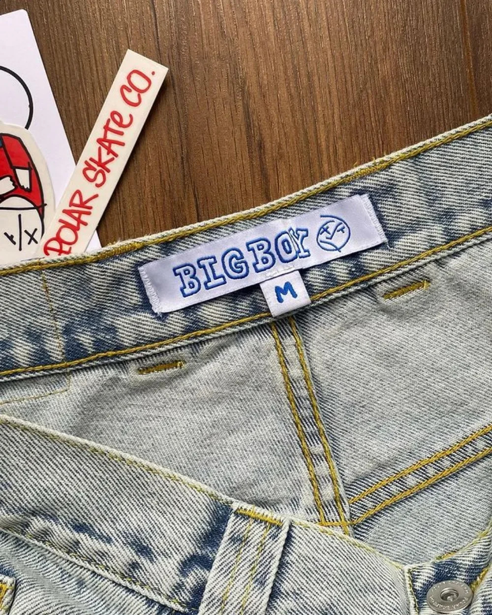 Hip Hop Big Boy Jeans Y2K Japanese Gothic Cartoon Graphic Embroidery Retro Blue Baggy Mens High Waist Wide Trouser 241007