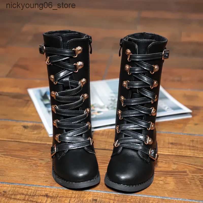 Boots Best Mid Length Boots 2023New Girls Rubber Snow Boots Children Warm Boots Korean Fashion Zip Plush Princess Boots Botas Infantil L240910