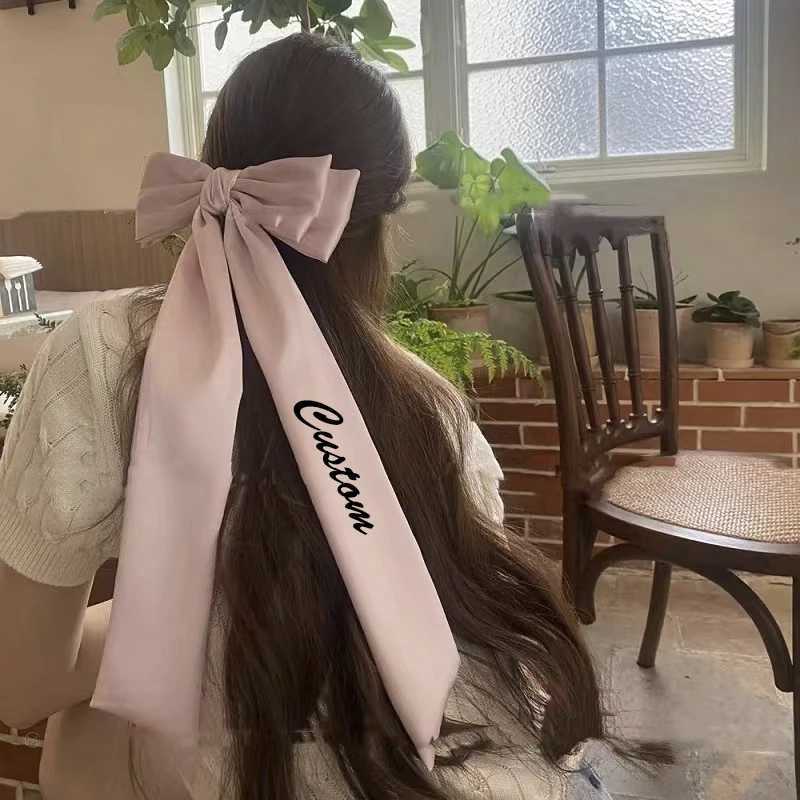 Personalized Embroidery Name Bow Hairpin Handmade Bucket Customized Letter Making Jewelry W241007