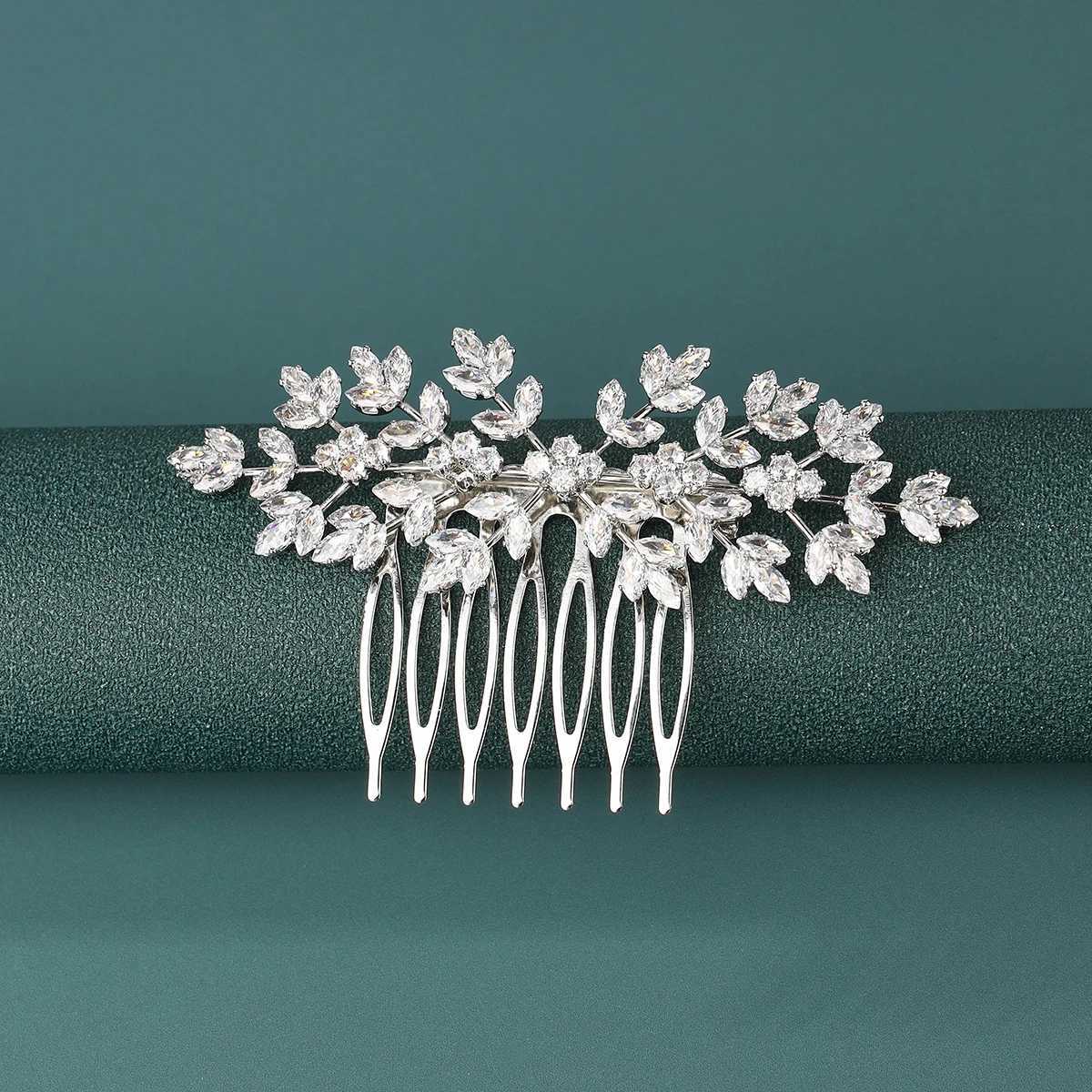 Wedding hair clip paired with zircon bridal side comb suitable for women and girls W241007