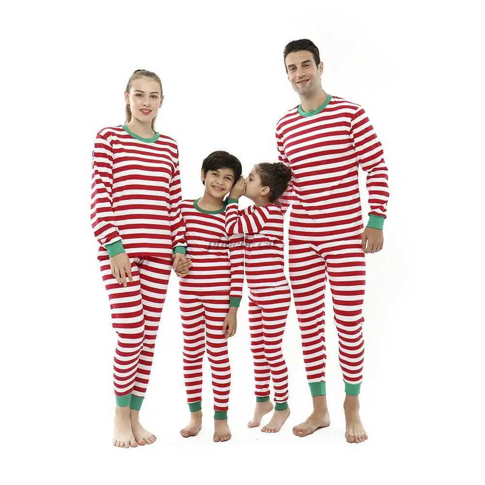 Baby Boy Clothes Christmas Family Matching Outfits Mother Kids Family Clothing Sets Red Full Sleeve Striped Pant Children PajamaXJ241008
