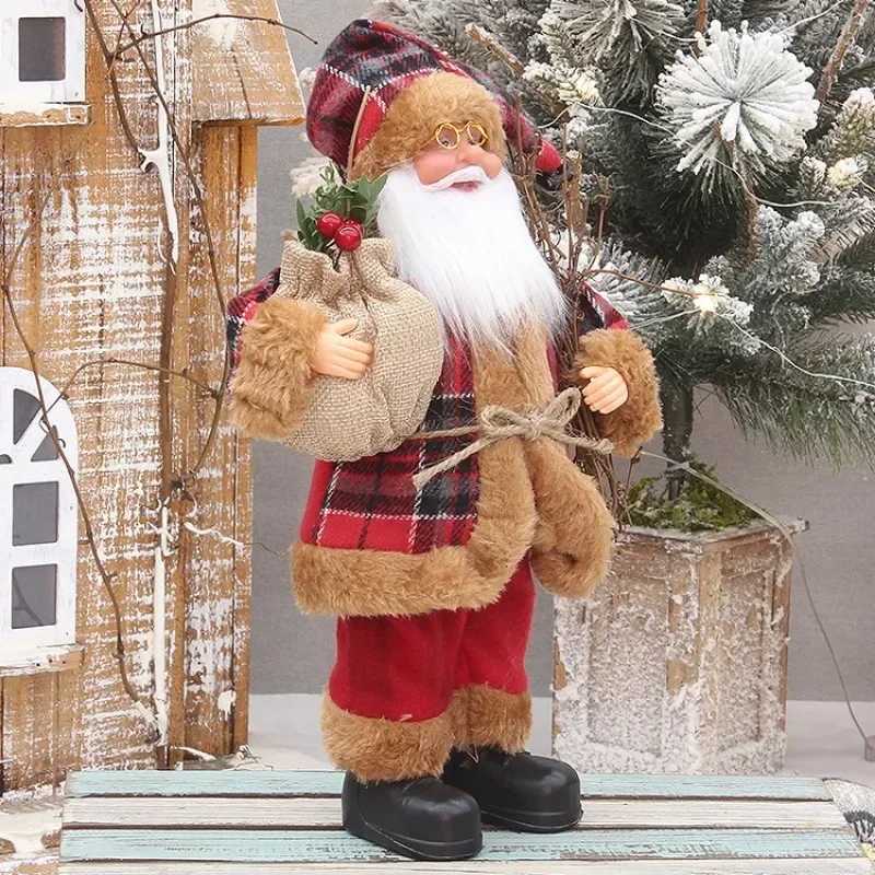 2024 Home Santa Claus Plush Doll Window Supplies 30cm Standing Fairy Garden Gift Christmas Decoration W241008