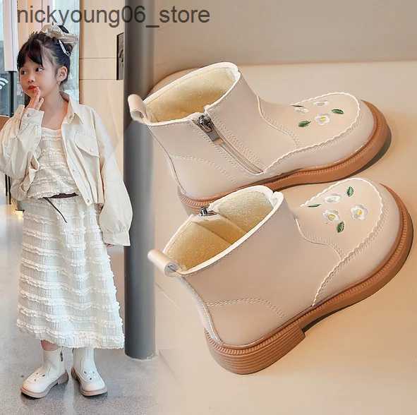 Boots Plush Kid Boot Autumn Warm Princess Boot Two Cotton Ankle Boot Fashion Leather Boots Small Medium-sized Kid Girl Boots Kid Shoes L240910