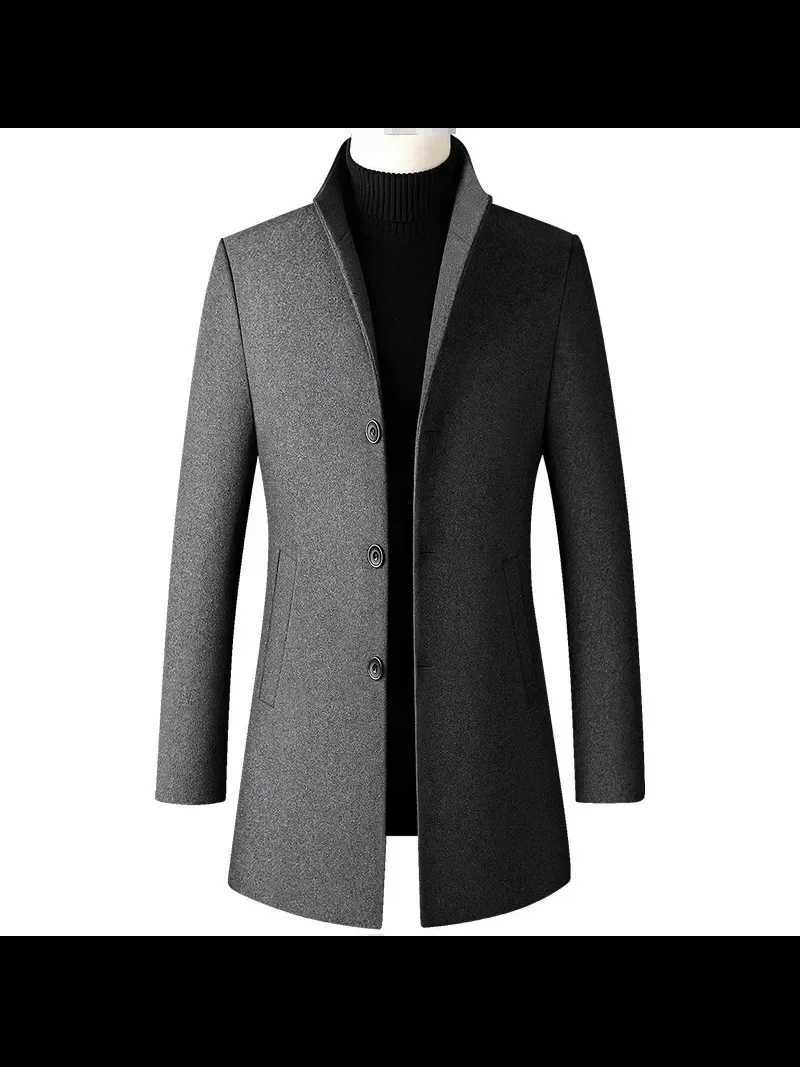 Mens Trench Long Jackets Double Chest Coats Casual Wool Blended Business Long Jacket Casual Jacket Mens Fit Blended New W241007