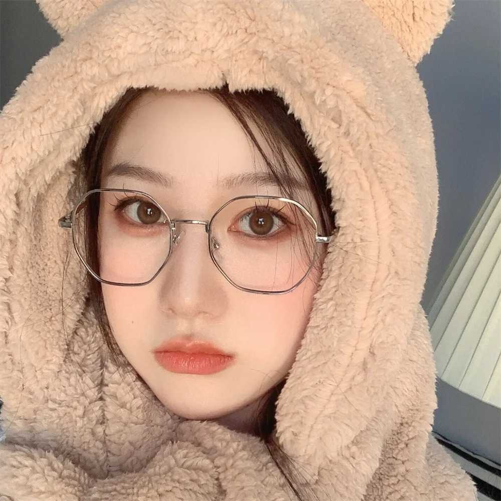 New Transparent Glasses Women Men Image Glasses Anti Blue Light Metal Frames Polygonal Eyewear Optical Spectacle Eyeglass GiftX241008