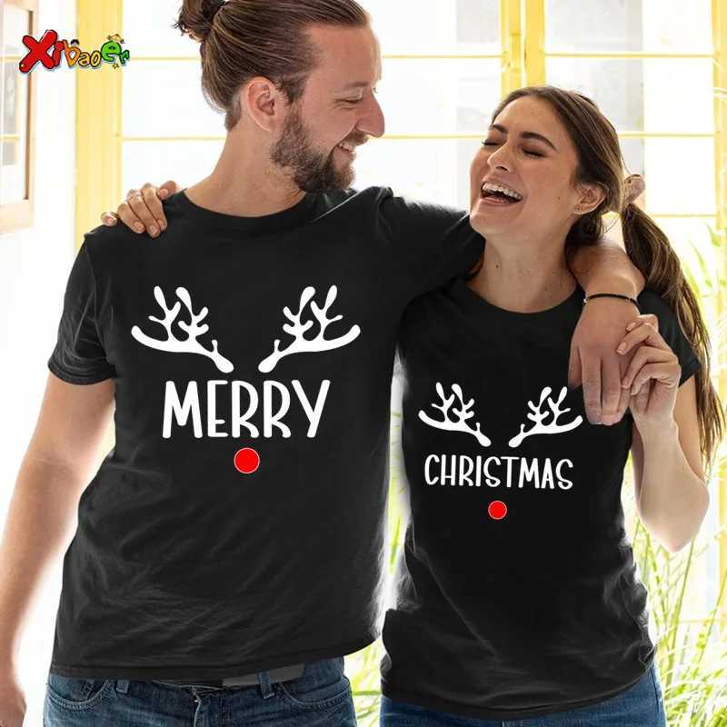 Family Matching Set Christmas Custom Name Couples Shirt Merry Christmas 2023 Childrens Matching Pajamas Family Gift T-shirt W241008