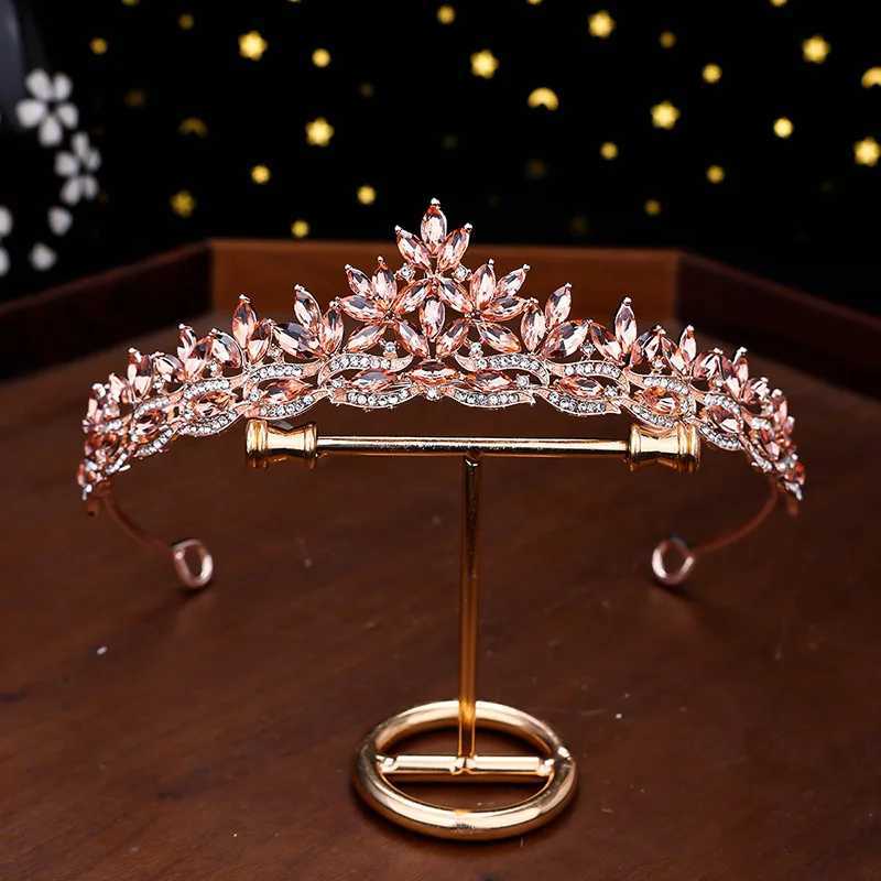 1Pc New Wedding Accessories Alloy Inlaid Golden Hair Crown Bridal Wedding Hair Accessories Crystal Crown Ideal Gift Choice W241007
