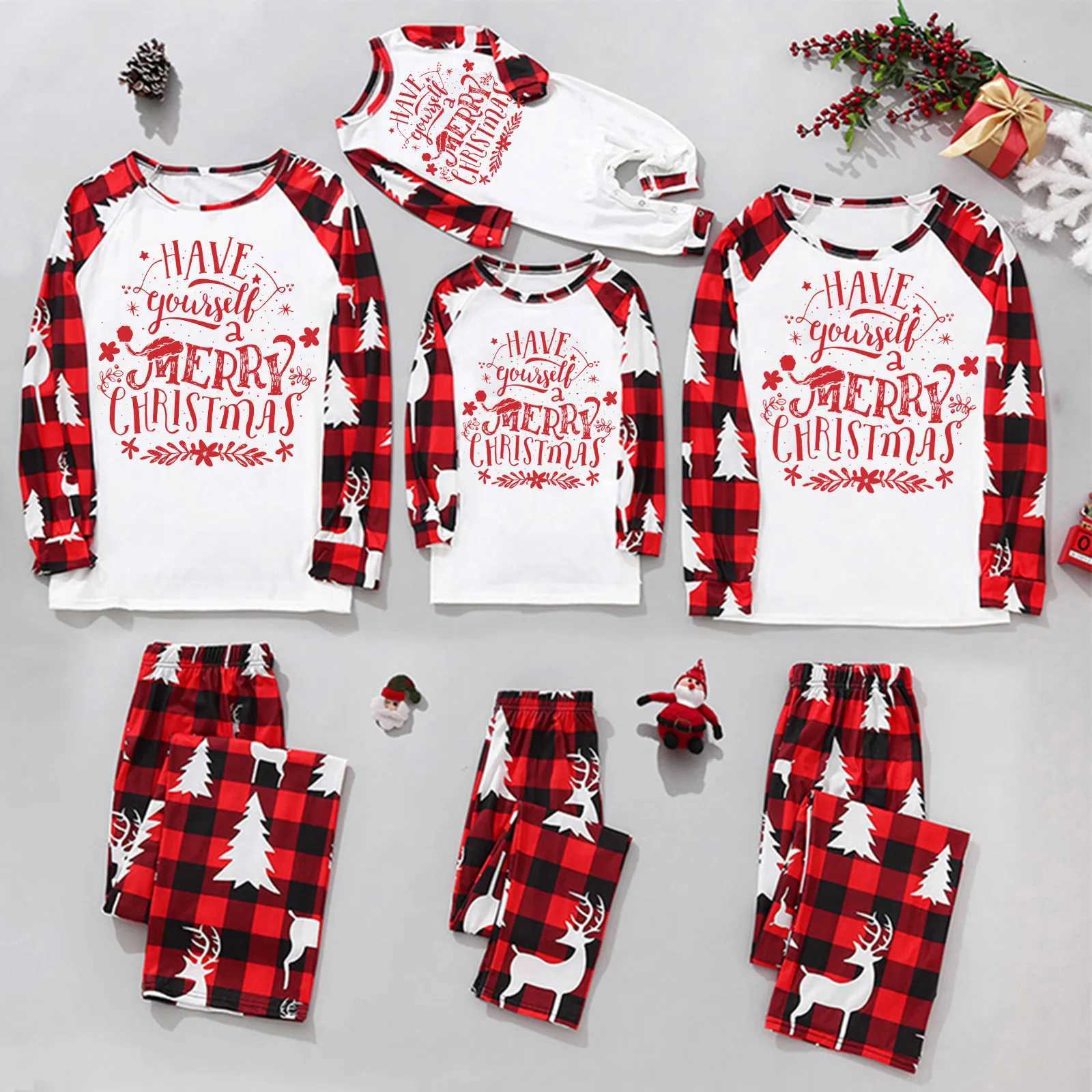 New Christmas Pajamas Family 2023 Christmas Printed Red and White Comfortable Family Matching Set Baby Clothing Family Set W241008