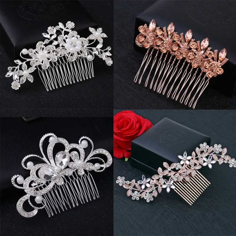 Silver Pearl Water Diamond Wedding Hair Comb Female Hair Accessories Jewelry Bridal Headwear W241007