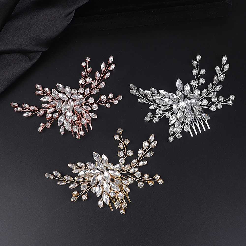 Silver all rhinestone womens hair comb rose gold luxury hair bridal hair jewelry womens hair wedding accessories W241007