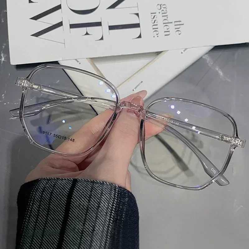 New Fashion Transparent Anti Blue Light Glasses Big Square Frame Women Men Computer Eye Production Plain Spectacles EyeglassesX241008