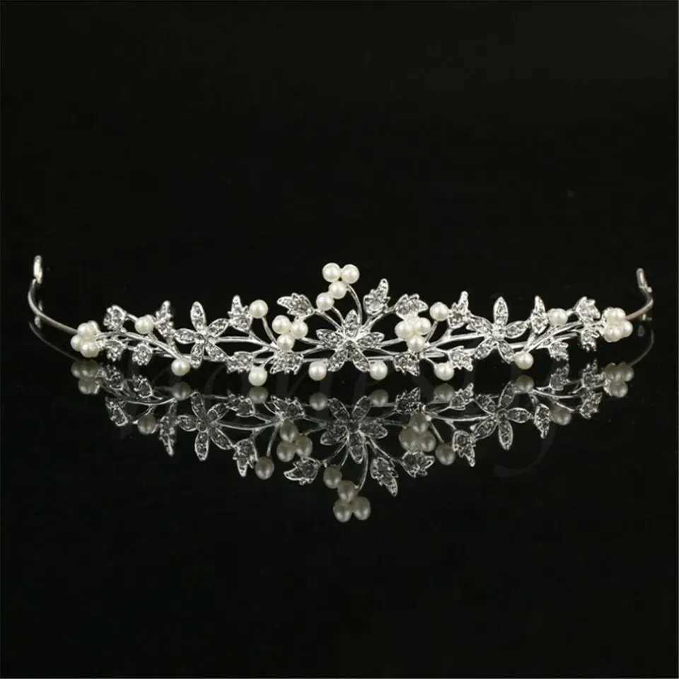 Bridal Pearl Crown Headband Diamond Hair Accessories Alloy Rhinestone Princess Wedding Headband Bridal Headband W241007