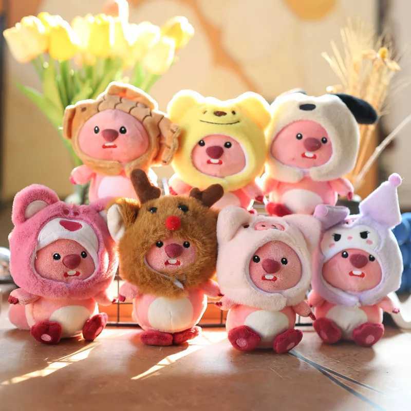 15CM Cartoon Little Beaver Ruby Pendant Plush Toy Doll Bag Pendant Keychain Doll Shapeshifting Beaver Plush KeychainsX241008