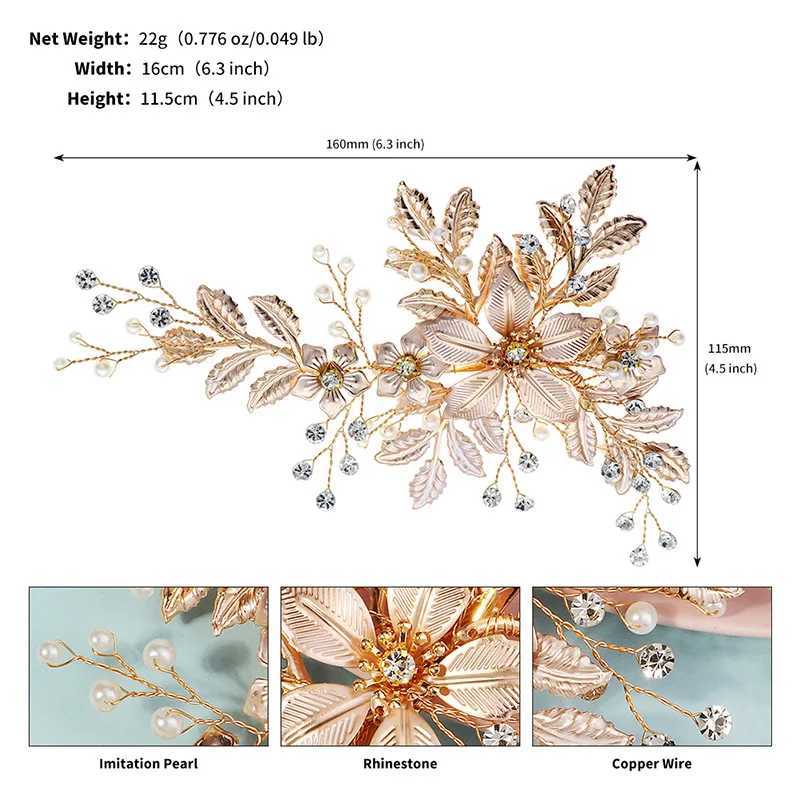 Fashionable crystal pearl hair clip womens luxury rhinestone hair clip brides wedding sparkling metal hair clip W241007