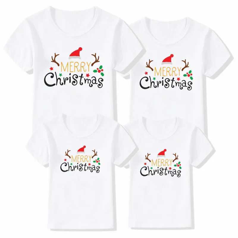 1 piece of Merry Christmas family matching T-shirt for mom dad daughter son fun matching T-shirt for mom dad child baby clothing W241008