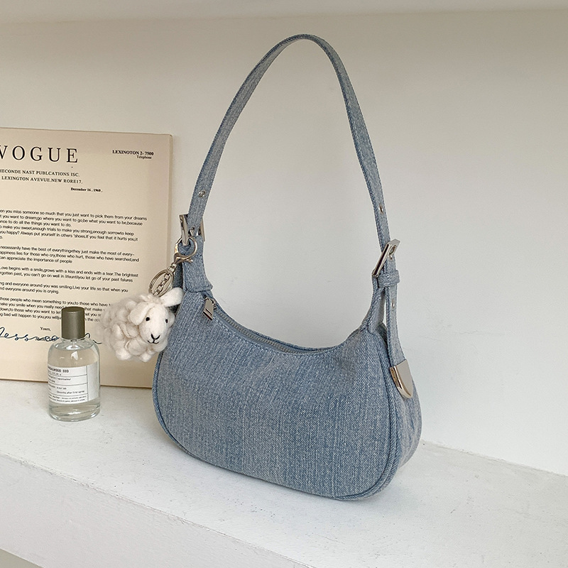 minimalist denim women's new single shoulder niche fashion portable underarm bag