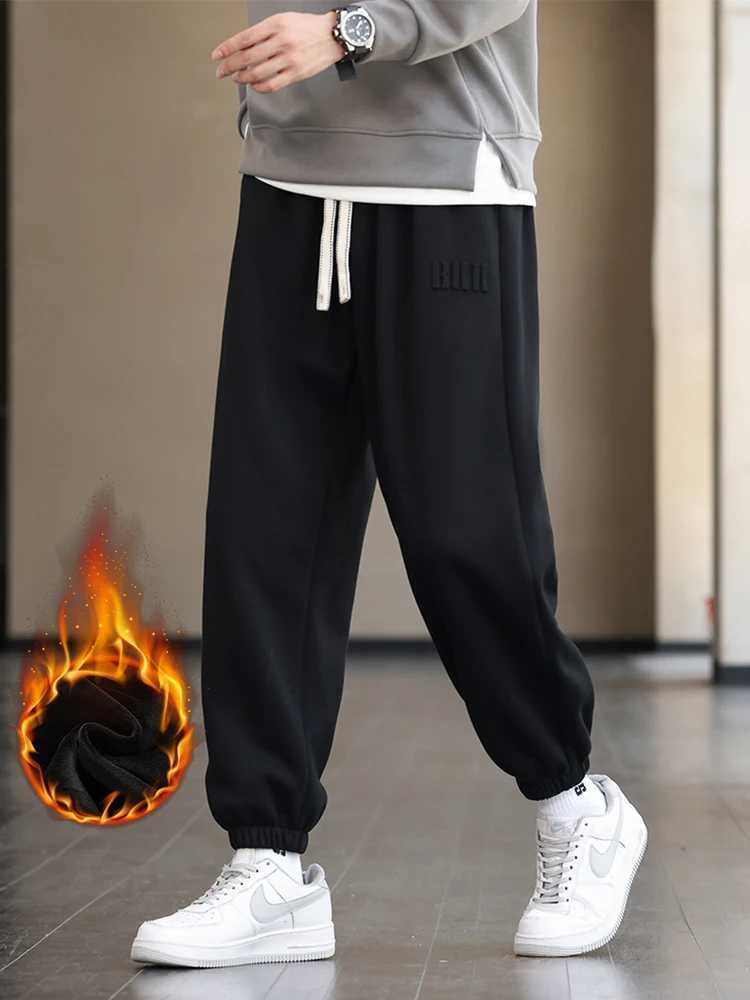 Winter Thick Velvet Warm Sweatpants Men Streetwear Drawstring Cotton Casual Jogger Pants Male Loose Thermal Fleece Trousers 8XLX241008
