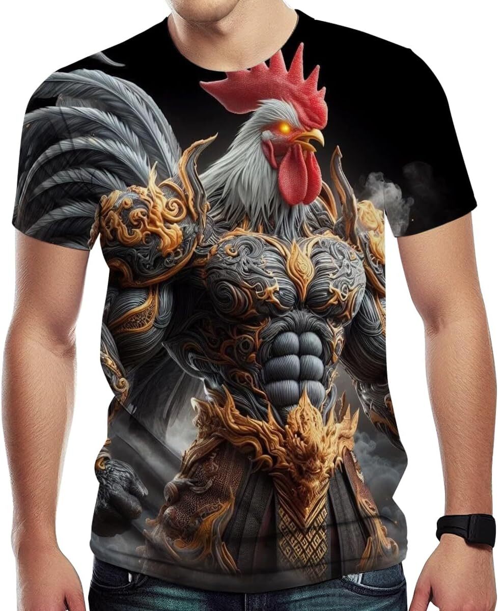 Mens T shirt Karate Gongfu Rooster Black Belt Arts Master Cartoon Character Funny T Shirt for Mens graphic tee Casual tops summer clothes