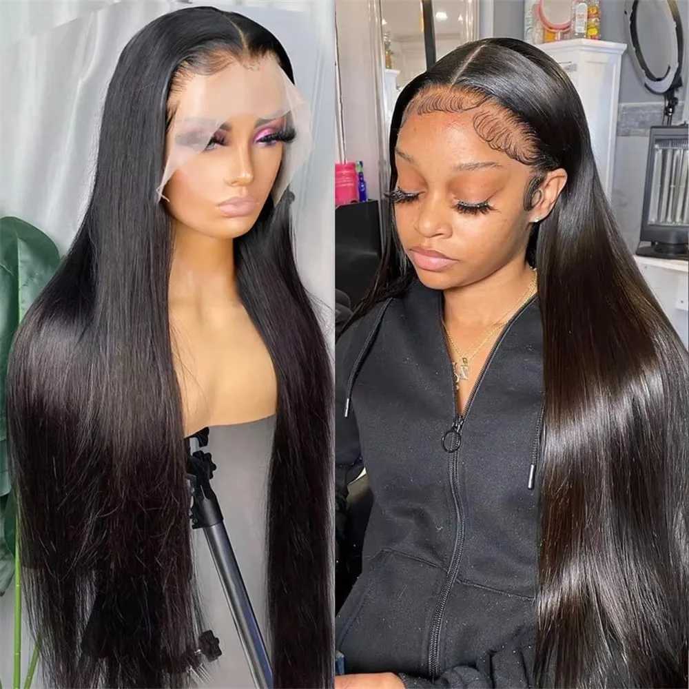 Wear Go Glueless Wig Bone Straight 6x4 HD Lace Front Wigs Human Hair Pre Plucked Glueless Lace Frontal Wigs Natural Black ColorXJ241008