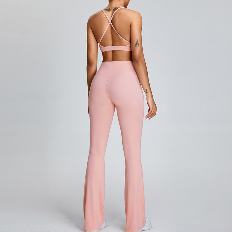 New suit for women, high-strength shock-absorbing sports bra, waist tightening micro pull yoga pants, outdoor fitness set