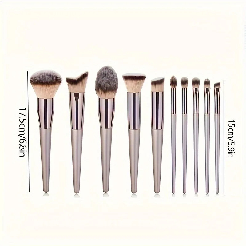 10 pieces of makeup brush set - champagne eye shadow brush basic brush multi-functional professional brush set 241008