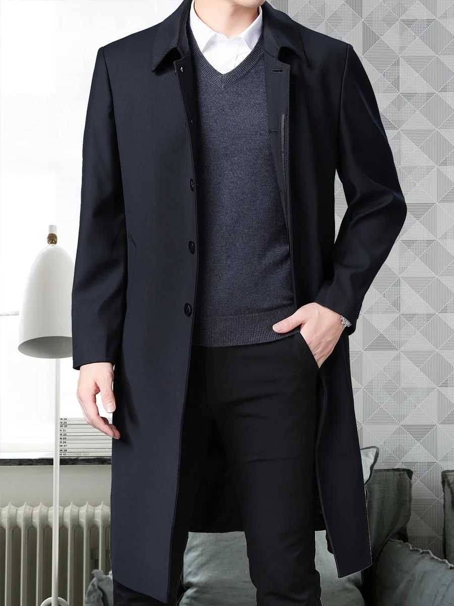 Autumn and Winter Mens Trench Jacket Business Fashion Casual Mens Jacket Ultra Thin Comfortable Warm Windproof Top Trend Street Jacket New W241007