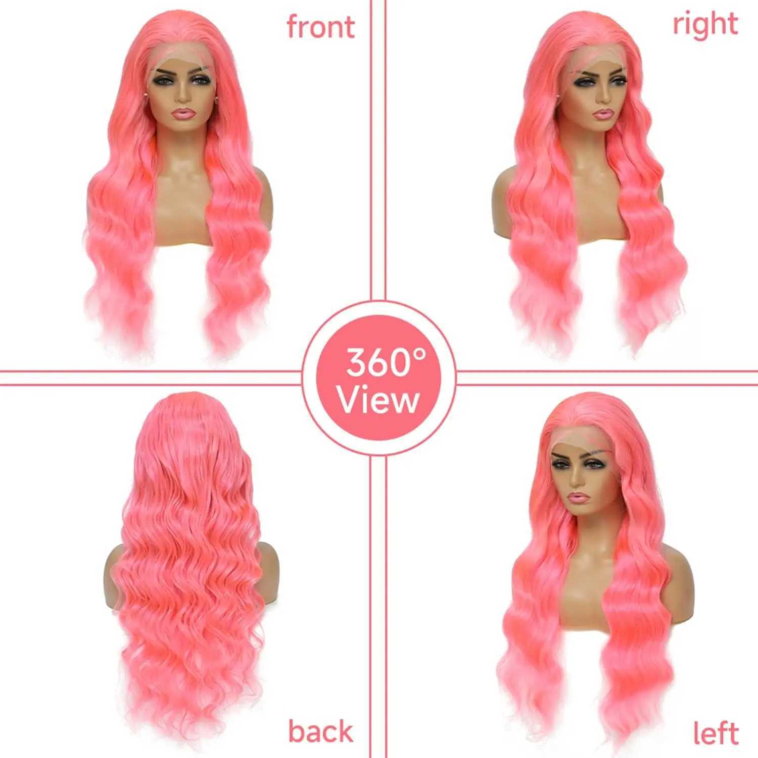 Light Pink 13X4 Transparent Lace Frontal Wigs Brazilian Human Hair Body Wave Pre Plucked Frontal Wig For Women 200 DensityXJ241008