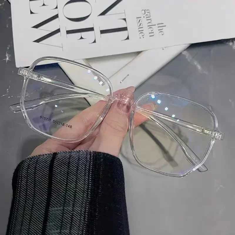 New Fashion Transparent Anti Blue Light Glasses Big Square Frame Women Men Computer Eye Production Plain Spectacles EyeglassesX241008