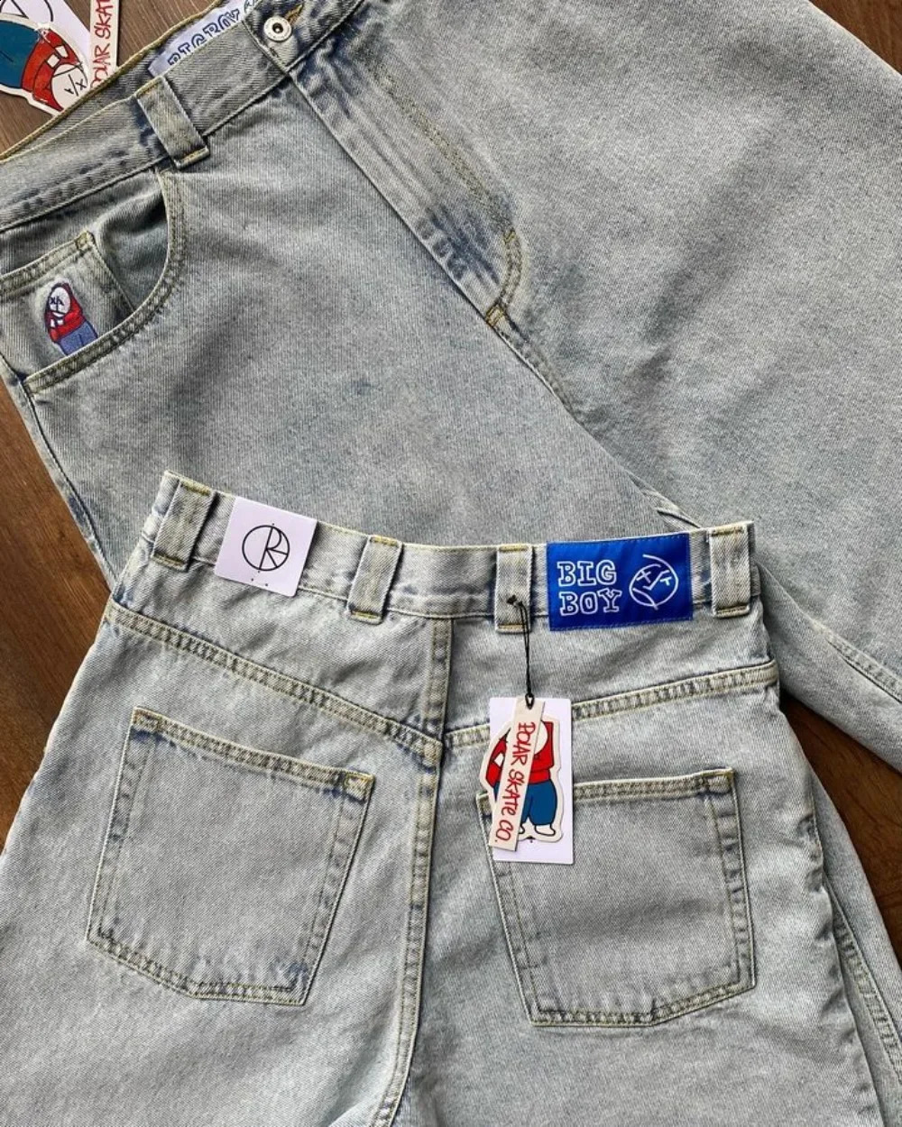 Hip Hop Big Boy Jeans Y2K Japanese Gothic Cartoon Graphic Embroidery Retro Blue Baggy Mens High Waist Wide Trouser 241007