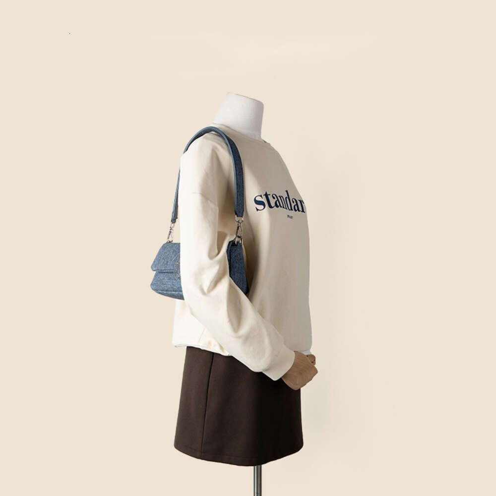 minimalist underarm single shoulder flip for women's fashion trend new high-end PU denim bag