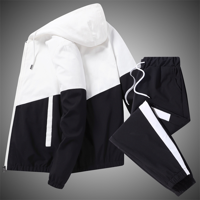 Men Tracksuit Casual Joggers Hooded Sportswear Jackets And Pants 2 Piece Sets Hip Hop Running Sports Suit 241007