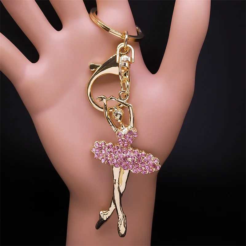 Ballet Dancer Keychain Pink Rhinestone Ballerina Key Chains Souvenir Gifts for Women Girls Jewelry Gift llaveros K9232S01X241008