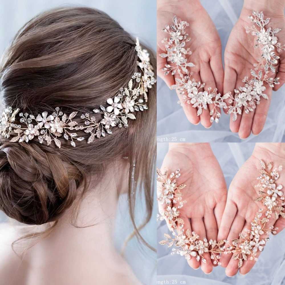 Crystal Flower Leaf Head with Tiaras Luxury Water Diamond Suitable for Women Pageant Ball Bridal Wedding Hair Accessories Jewelry Tiara Gift W241007