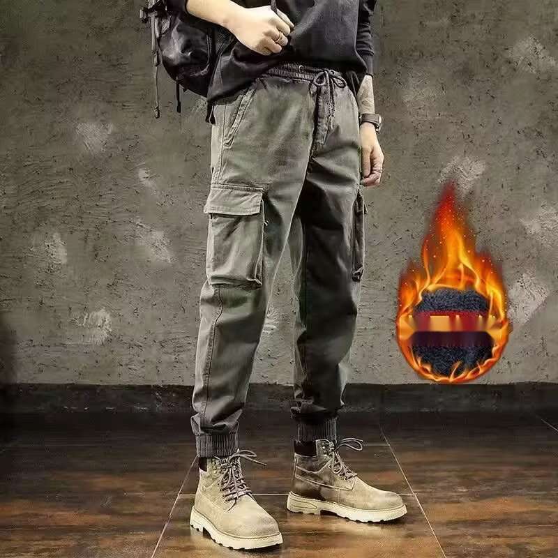Wear Resistant Work Pants, Men's Army Green Work Pants, Autumn And Winter Trendy Brand Loose Oversized Casual Pants, Multi Pocket Ankle Binding P