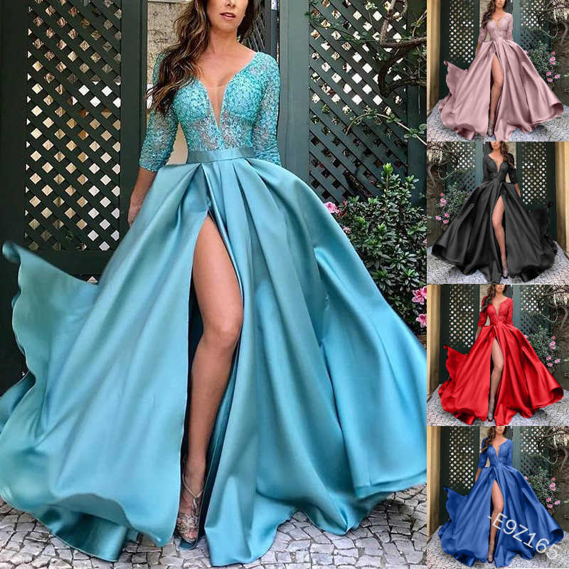Casual Dresses New Womens Lace Bead Sexy Long Skirt Tail Banquet Evening Dress Urban Sexy Dresses 240924